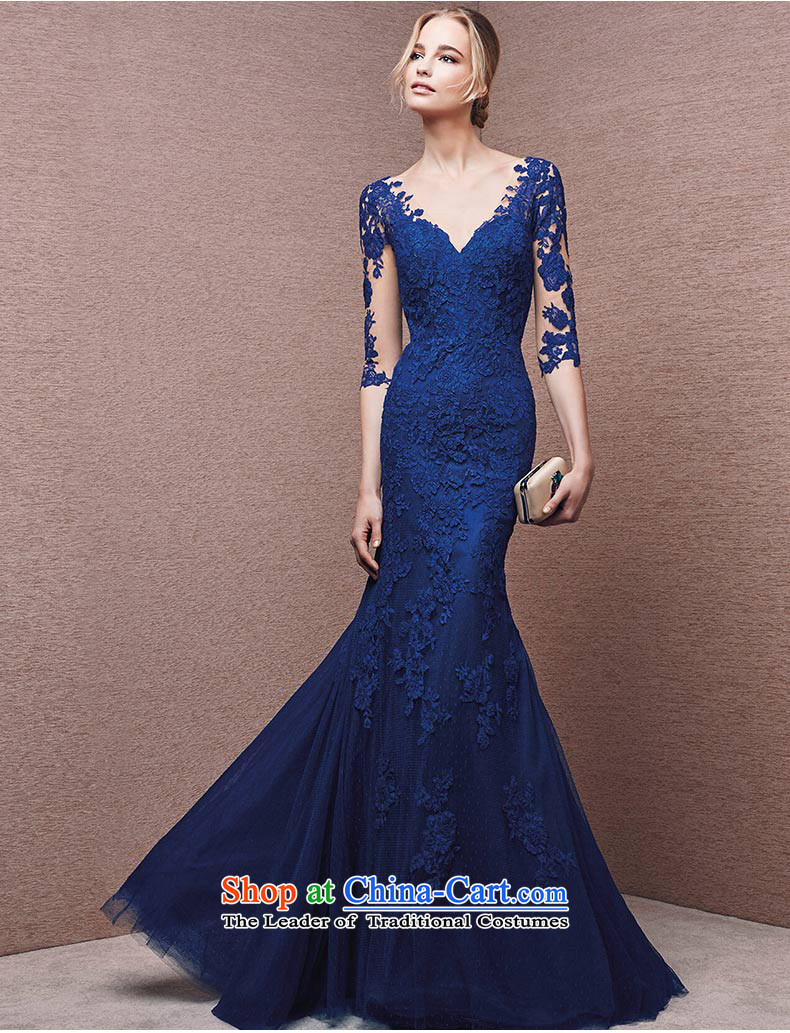 Banquet evening dresses long autumn 2015 New Sau San crowsfoot v-neck evening dress Female dress blue made no refund is not replaced picture, prices, brand platters! The elections are supplied in the national character of distribution, so action, buy now enjoy more preferential! As soon as possible.