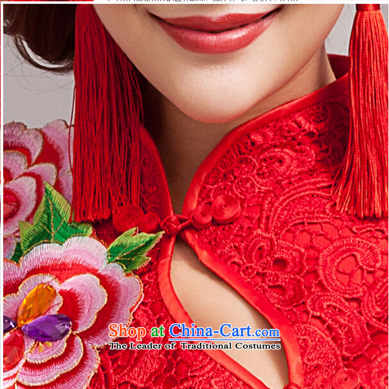Pure Love bamboo yarn bride wedding dress qipao 2015 new autumn and winter clothing red short bows of Chinese improved Sau San Red XL, pure love bamboo yarn , , , shopping on the Internet