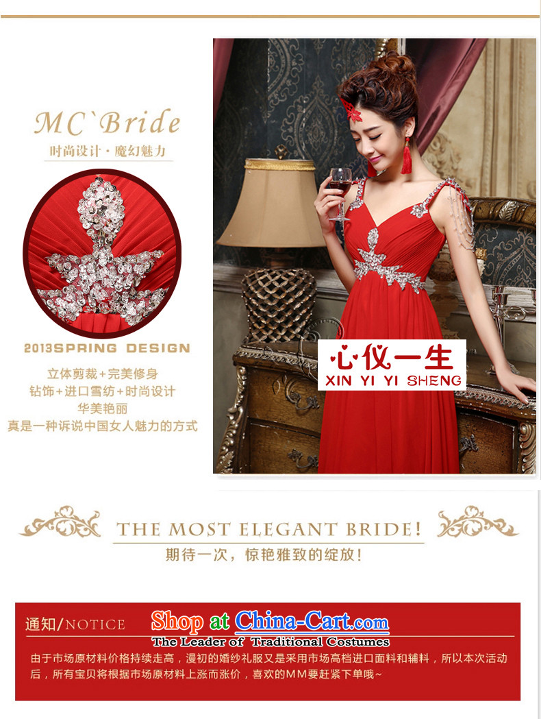 A heart is the bride wedding dress 2015 new stylish banquet evening dress long lifting strap shoulders dress skirt Korean style serving drink red S Sau San Picture, prices, brand platters! The elections are supplied in the national character of distribution, so action, buy now enjoy more preferential! As soon as possible.