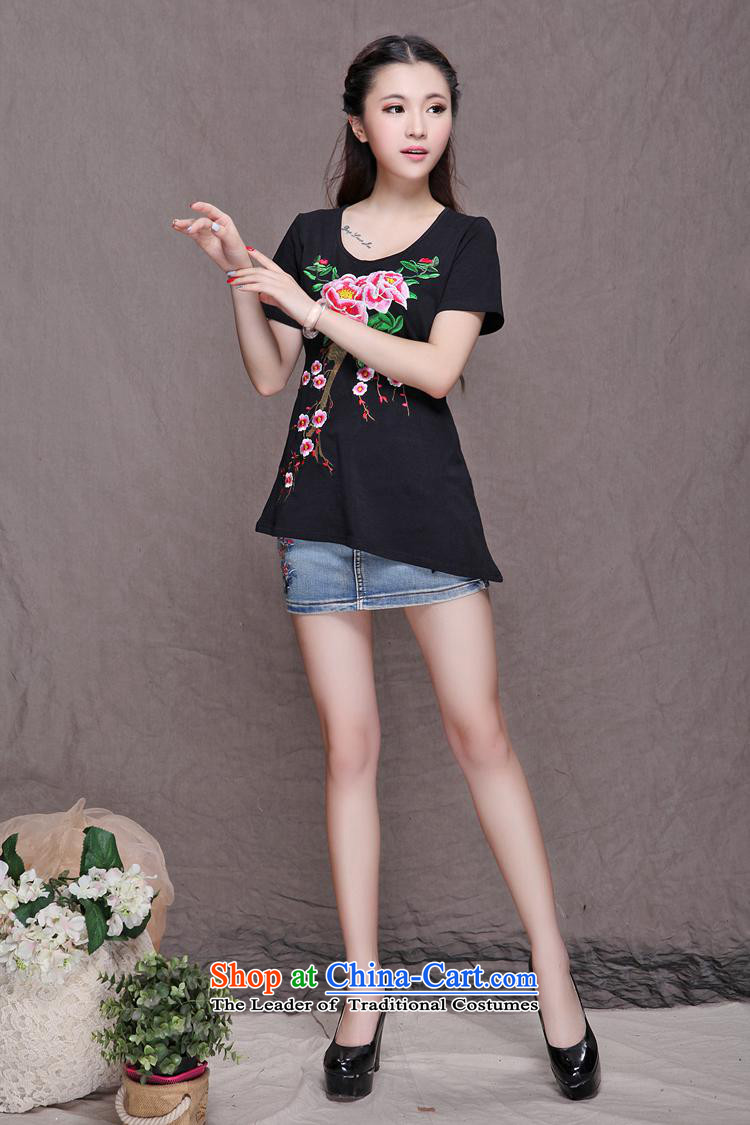 2015 new ethnic women embroidered clothes for larger temperament retro Phillips-head embroidery t-shirt D059 summer black M picture, prices, brand platters! The elections are supplied in the national character of distribution, so action, buy now enjoy more preferential! As soon as possible.