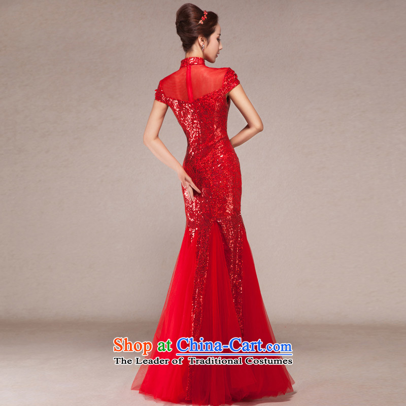 2015 New Red Dress bride bows services crowsfoot cheongsam long marriage Sau San performance evening dresses dresses banquet + 2 S, Ho gross full Chamber , , , shopping on the Internet