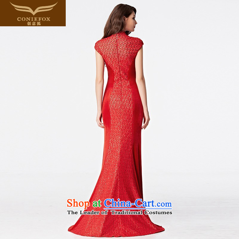 The kitsune 2015 autumn and winter creative new bride wedding dress red evening drink served long tail Sau San presided over 31069 will dress red XXL pre-sale, creative Fox (coniefox) , , , shopping on the Internet