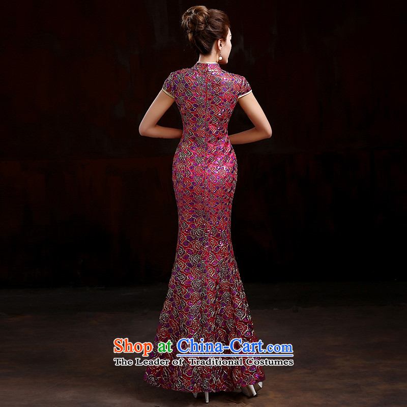 Pure Love bamboo yarn 2015 new better red marriages cheongsam dress long evening dresses evening drink service new lace crowsfoot qipao Sau San Red XXL picture, prices, brand platters! The elections are supplied in the national character of distribution, so action, buy now enjoy more preferential! As soon as possible.