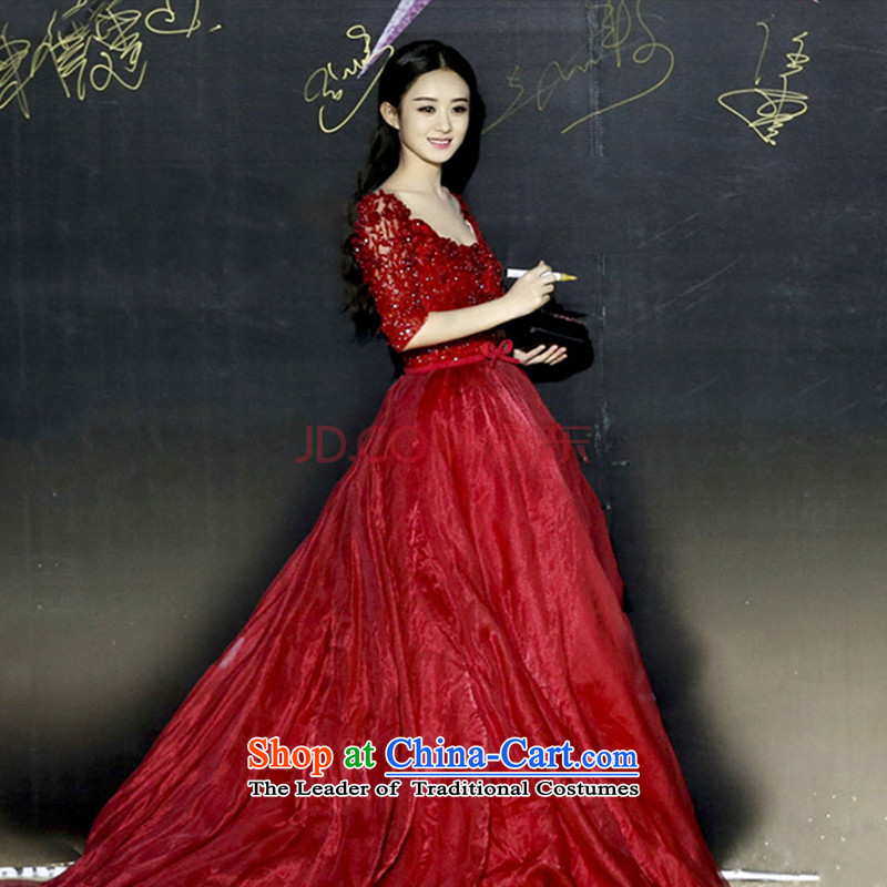 2015 Winter New Chiu Lai Ying stars of the same wine red dress the word shoulder length of service , L, Republika Srpska bows divas (pnessa) , , , shopping on the Internet