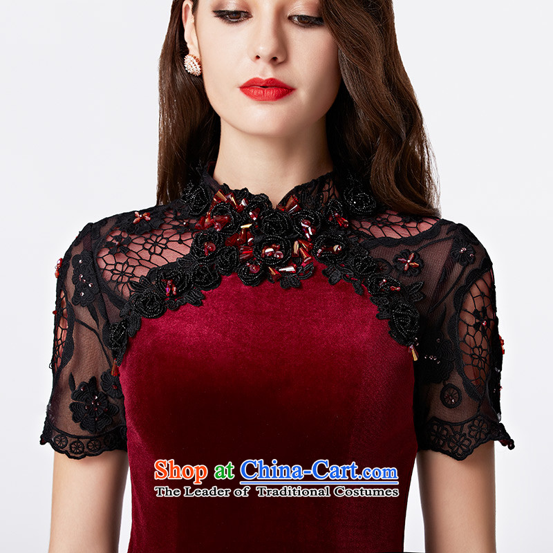Creative Fox stylish lace bridal dresses evening drink services under the auspices of the annual session will dress banquet long wool tail dress long skirt 31089 black sleeve red XXL pre-sale, creative Fox (coniefox) , , , shopping on the Internet