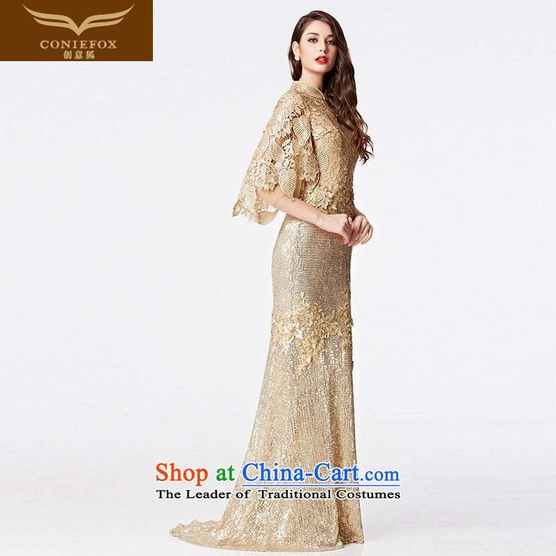The kitsune sleek gold on innovative chip banquet evening dresses long tail Toastmaster of evening dress will serve dinner drink long skirt 31152 Golden L pre-sale, creative Fox (coniefox) , , , shopping on the Internet