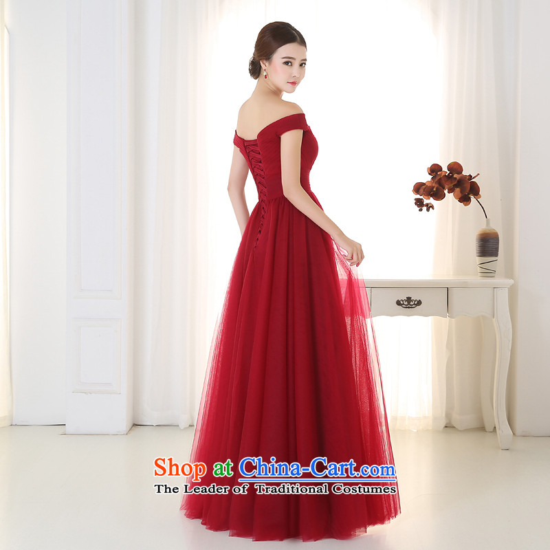 Pure Love bamboo yarn upscale dress for autumn and winter 2015 new wine red dress long marriages a stylish Korean field shoulder bows services deep red , L, pure love bamboo yarn , , , shopping on the Internet