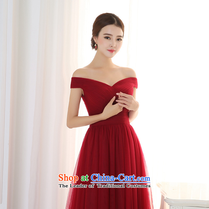 Pure Love bamboo yarn upscale dress for autumn and winter 2015 new wine red dress long marriages a stylish Korean field shoulder bows services deep red , L, pure love bamboo yarn , , , shopping on the Internet