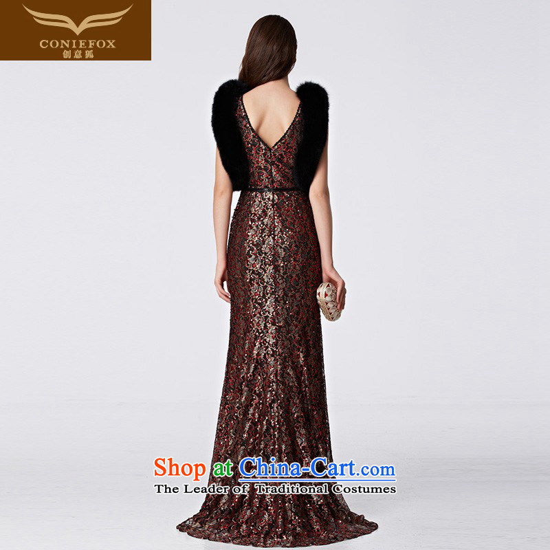 The kitsune high end banquet creative evening dresses bridal dresses long tail evening drink service aristocratic dress suit Female will preside over long skirt 82268 dark red XL pre-sale, creative Fox (coniefox) , , , shopping on the Internet