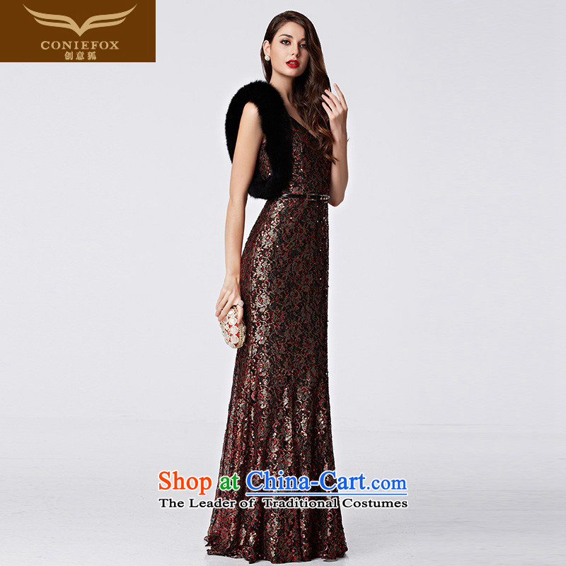 The kitsune high end banquet creative evening dresses bridal dresses long tail evening drink service aristocratic dress suit Female will preside over long skirt 82268 dark red XL pre-sale, creative Fox (coniefox) , , , shopping on the Internet