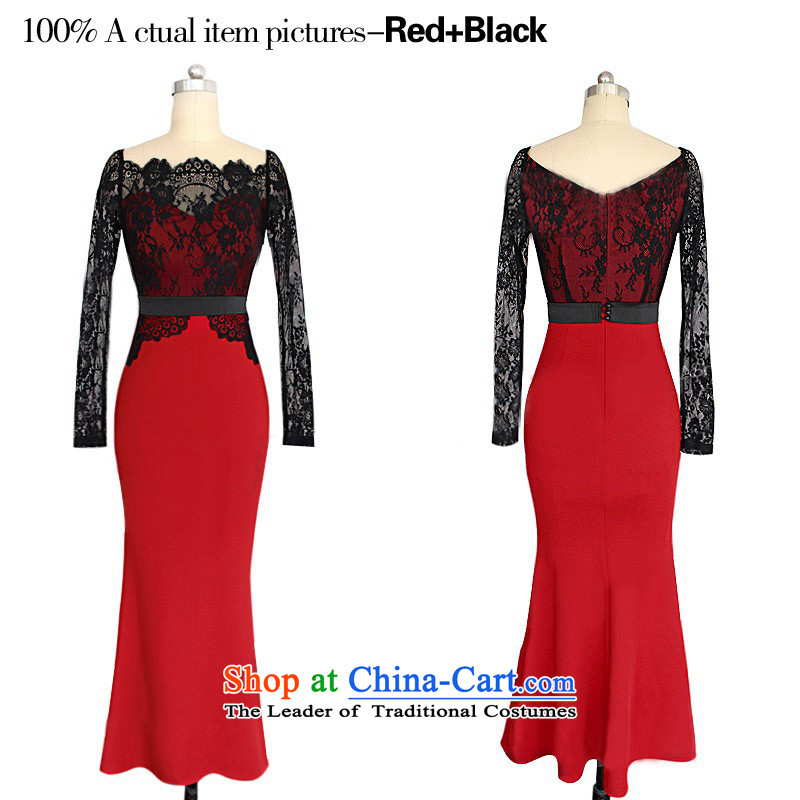In short poem Coe   explosion of 2015 lace stitching long-sleeved gown skirt Sau San crowsfoot dresses Large Black + Red 2XL Photo, prices, brand platters! The elections are supplied in the national character of distribution, so action, buy now enjoy more preferential! As soon as possible.