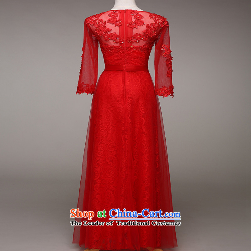 Marriages bows Services Red Sau San) V-Neck evening dress in kind to take long-sleeved gown red winter will not switch to do not return, Su-lan , , , shopping on the Internet