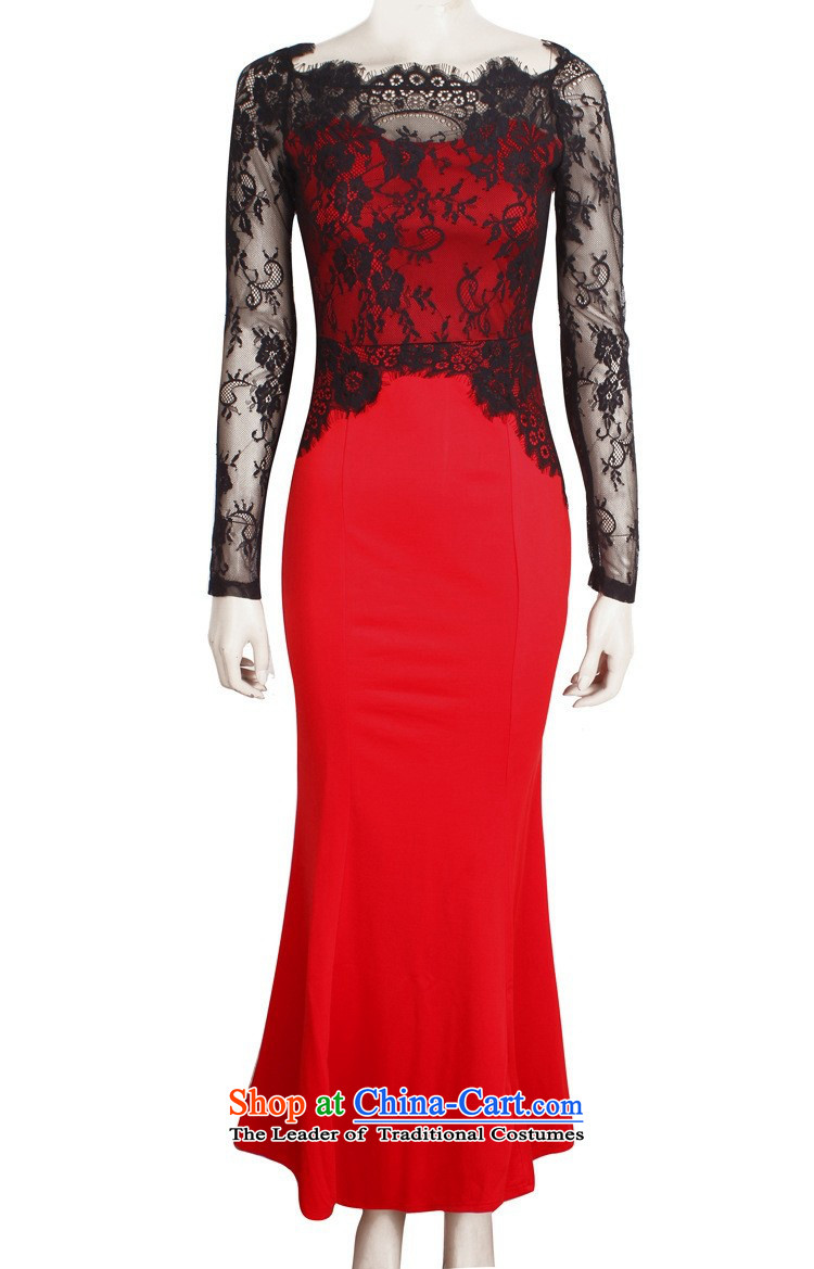 Francis Doi  2015   explosions of lace stitching long-sleeved gown skirt Sau San crowsfoot dresses Large Black + Red 2XL Photo, prices, brand platters! The elections are supplied in the national character of distribution, so action, buy now enjoy more preferential! As soon as possible.