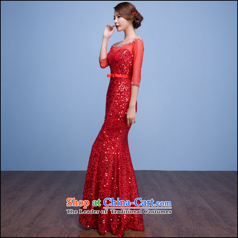 Pure Love bamboo yarn evening dresses 2015 new fall dress bridesmaid service banquet service word toasting champagne dress shoulder long dresses crowsfoot RED M, pure love bamboo yarn , , , shopping on the Internet