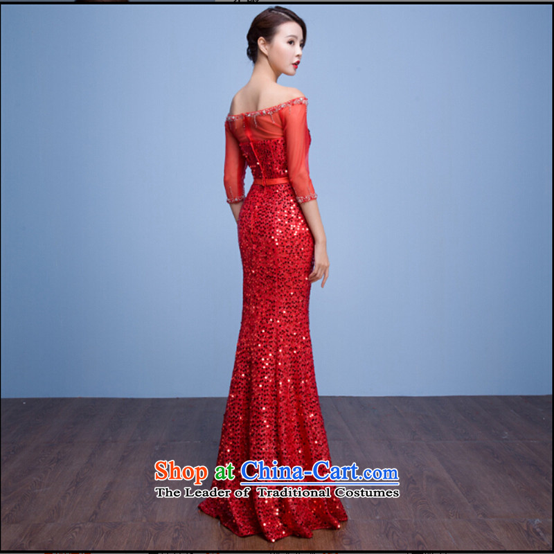 Pure Love bamboo yarn evening dresses 2015 new fall dress bridesmaid service banquet service word toasting champagne dress shoulder long dresses crowsfoot RED M, pure love bamboo yarn , , , shopping on the Internet