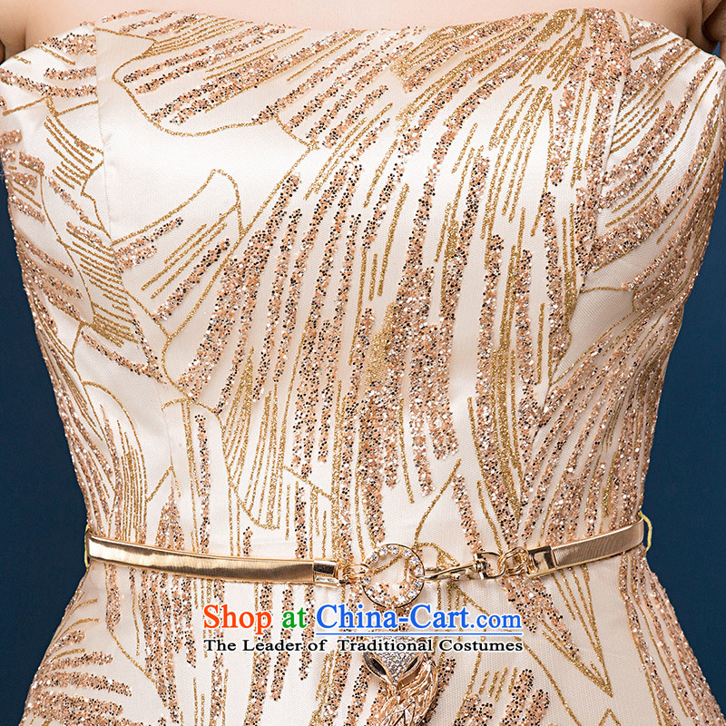According to Lin Sha evening dresses long 2015 Western New Gold on-Chip dinner dress presided over a drink of marriage, women s gold skirts, Chairman of according to Lin Sha , , , shopping on the Internet