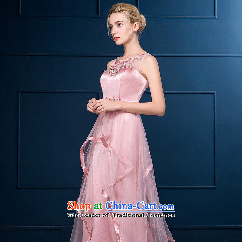 According to Lin Sa 2015 autumn and winter new bride bridesmaid bows to female evening banquet marriage pink small trailing evening dresses according to Lin, pink dress sa shopping on the Internet has been pressed.