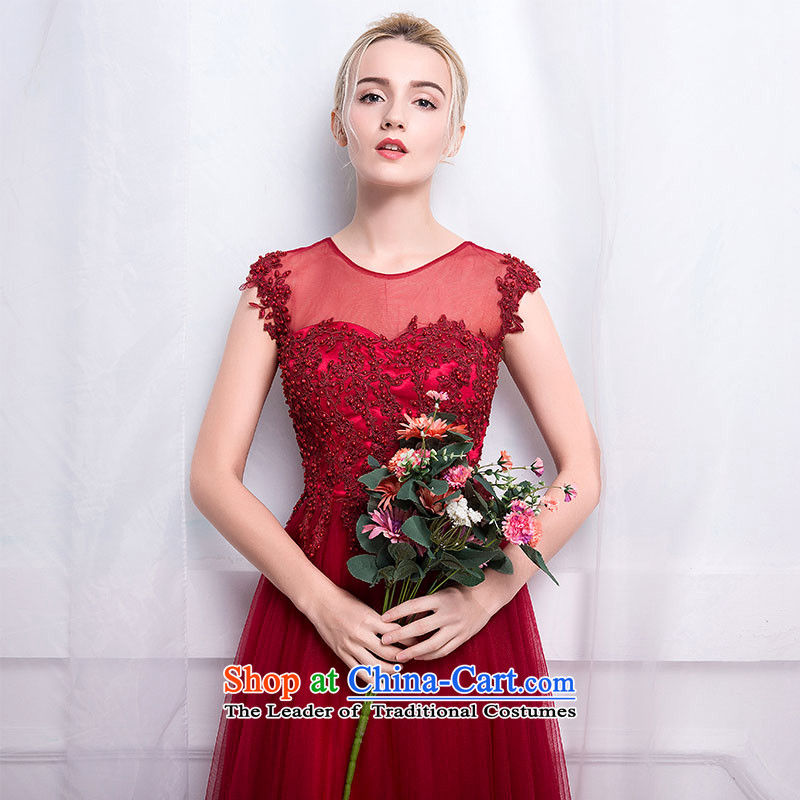 According to Lin Sha 2015 new marriages wine red dress autumn and winter clothing dress bows Sau San long wedding dresses skirt XL