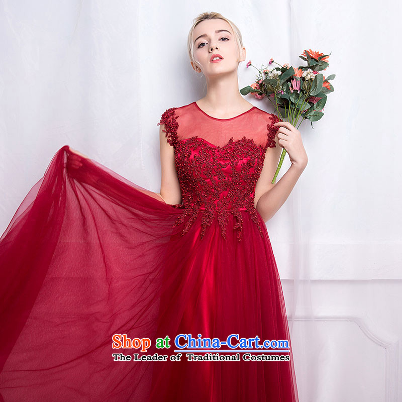 According to Lin Sha 2015 new marriages wine red dress autumn and winter clothing dress bows Sau San long wedding dresses according to Lin Sha skirt XL, , , , shopping on the Internet
