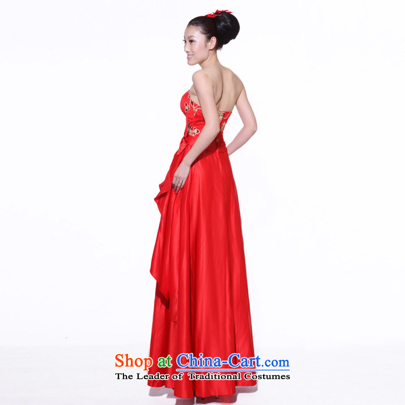 The two men marriages bows dress red dress wiping the chest to align the long gown 683 M, a bride shopping on the Internet has been pressed.