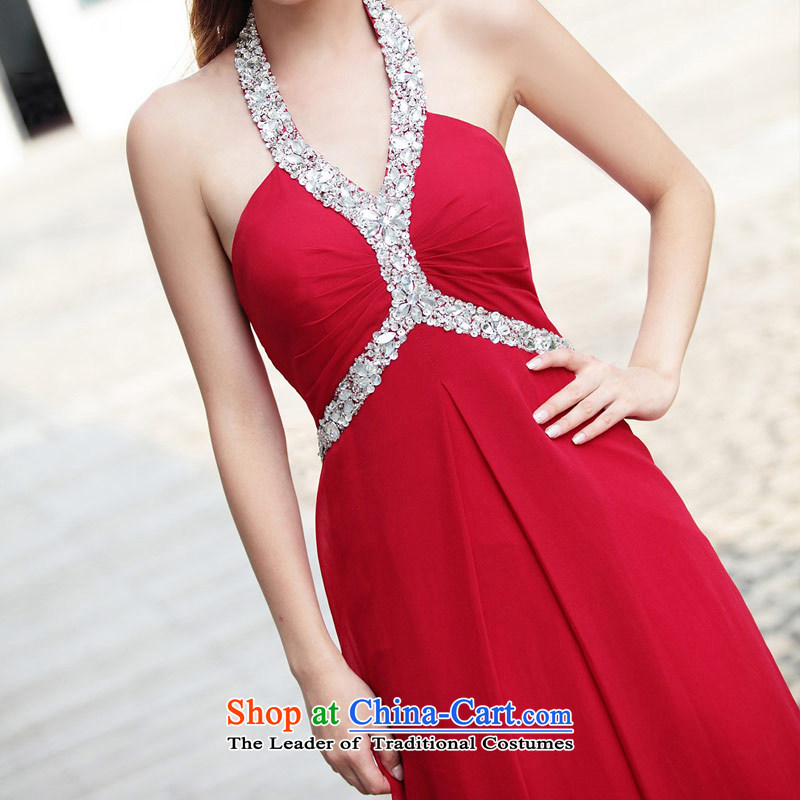 A bride wedding dresses straps deep V-Neck dress long red dress marriage 279 M, name followed suit door bride shopping on the Internet has been pressed.