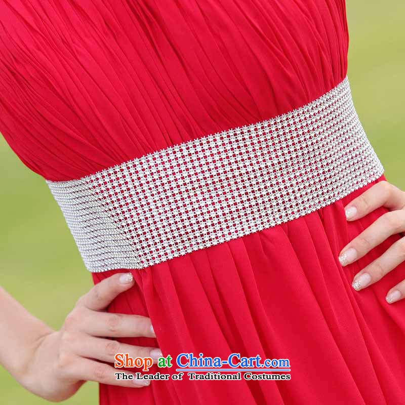 A bride wedding dresses red long gown Korean dinner dress uniform shoulder 232 M, name services bows door bride shopping on the Internet has been pressed.