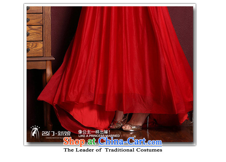 A bride wedding dresses red dress bows service long 