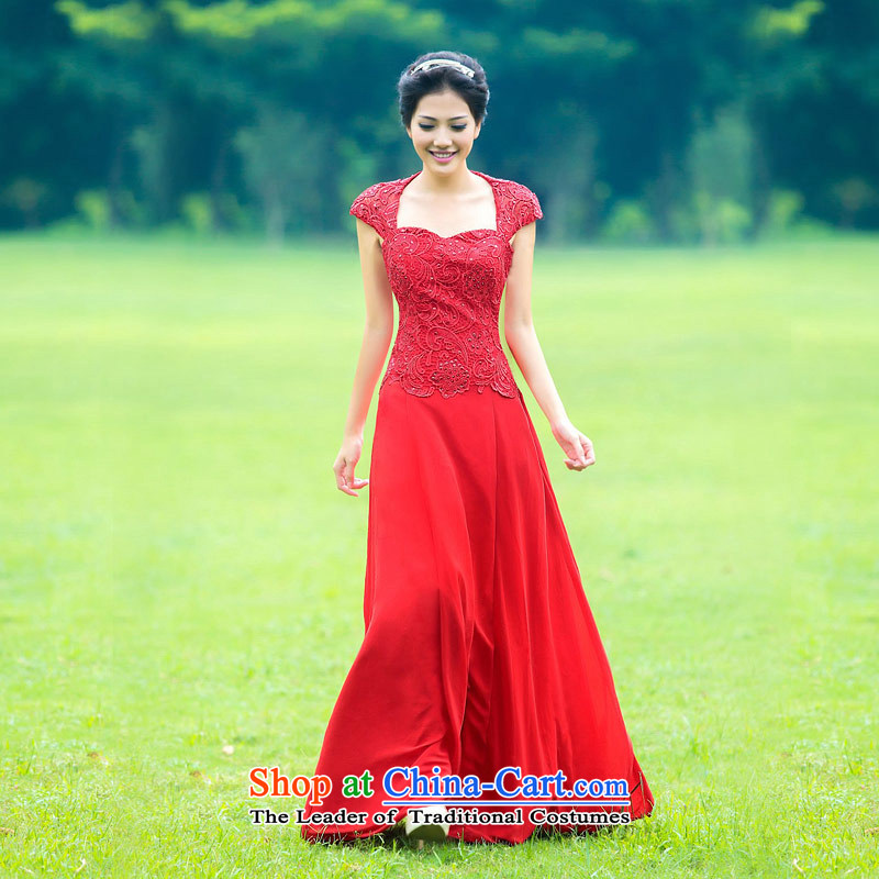 A bride wedding dresses long red dress elegant banquet service services 880 M, bows to marry a bride shopping on the Internet has been pressed.