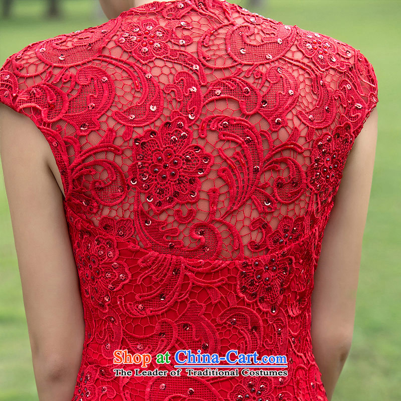 A bride wedding dresses long red dress elegant banquet service services 880 M, bows to marry a bride shopping on the Internet has been pressed.