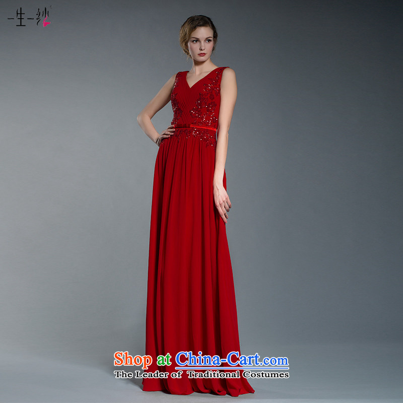 A lifetime of wedding dresses?2015 new bride bows dress deep red V-Neck evening dress skirt?402401351??160_84A red thirtieth day pre-sale