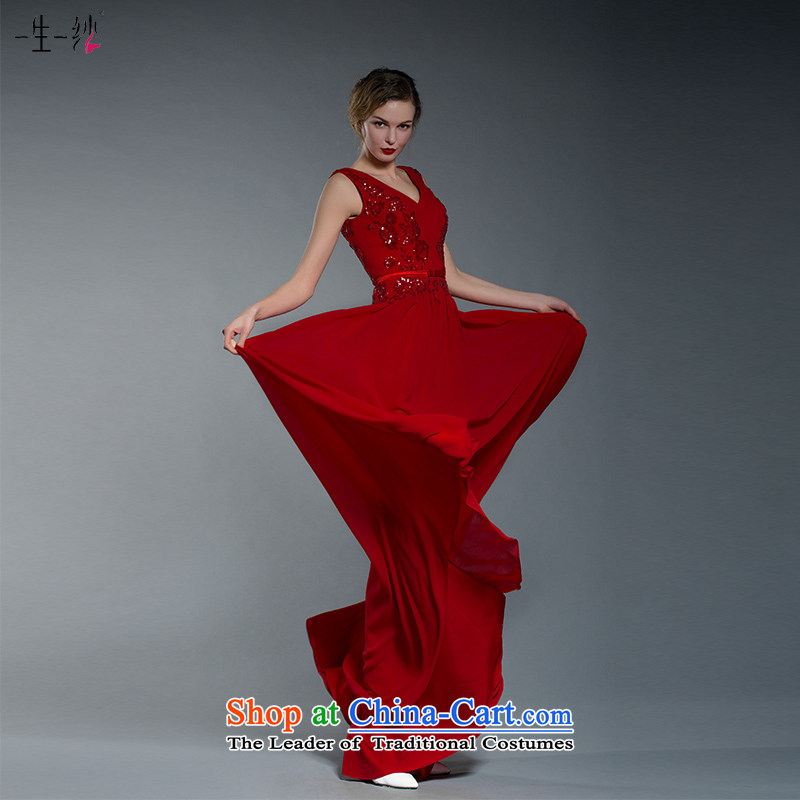 A lifetime of wedding dresses 2015 new bride bows dress deep red V-Neck evening dress skirt 402401351  160/84A red thirtieth day pre-sale, a Lifetime yarn , , , shopping on the Internet