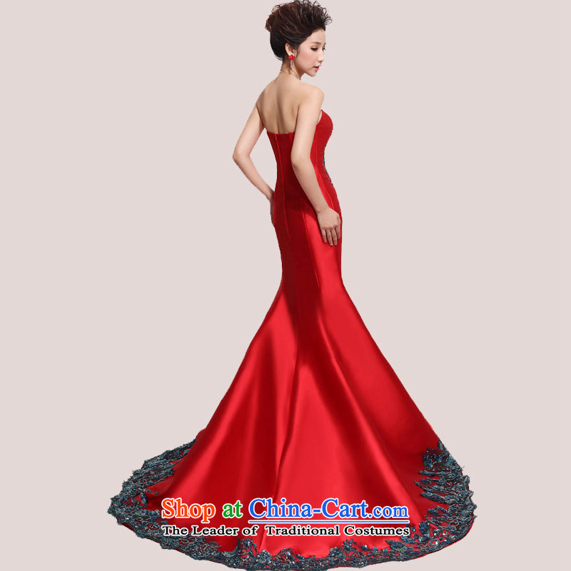 Doi m qi wedding dresses Korean Sau San marriages red new crowsfoot tail evening dresses bows to red after a Demi Moor Qi , , , shopping on the Internet