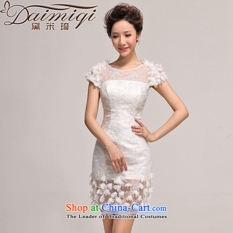 Doi m Qi Wedding Dress Short of small dress lace bridal dresses red white dress in short skirts whiteL