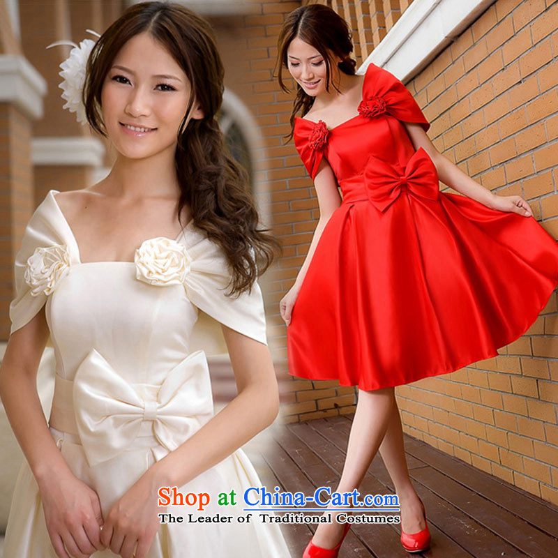 Doi m qi wedding dresses new dresses and marriage by 2014 chest word hotel shoulder the spring and summer gown red?S