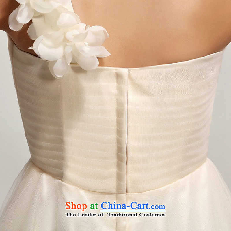 The Korean version of the wedding dresses skirt shoulder small flowers evening bridesmaid dresses, short marriage champagne bows services champagne color S Demi Moor Qi , , , shopping on the Internet