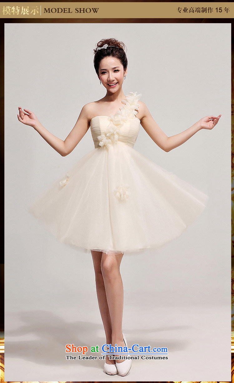 The Korean version of the wedding dresses skirt shoulder small flowers evening bridesmaid dresses, short marriage champagne bows services champagne color S picture, prices, brand platters! The elections are supplied in the national character of distribution, so action, buy now enjoy more preferential! As soon as possible.