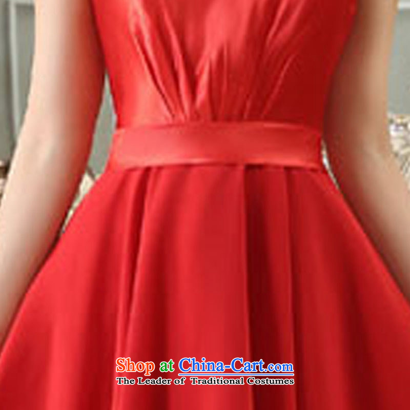 Wedding dress red shoulders small Dress Short of evening dresses lei division population stitching dress skirt dresses bridal services back door service bows RED M Demi Moor Qi , , , shopping on the Internet