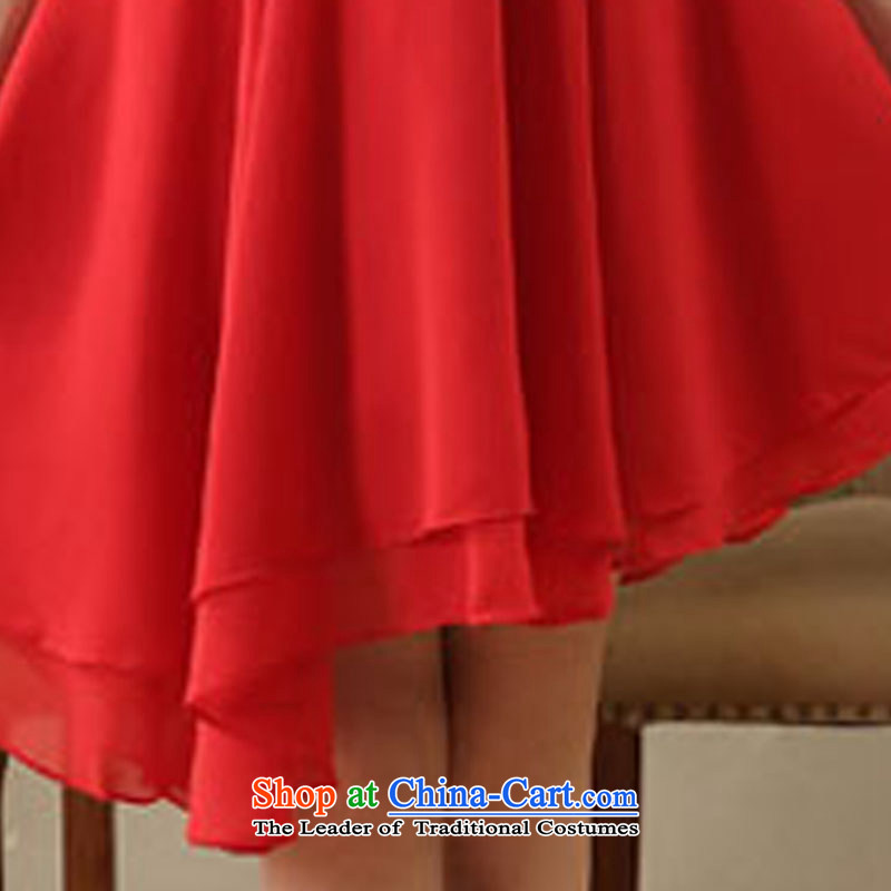 Wedding dress red shoulders small Dress Short of evening dresses lei division population stitching dress skirt dresses bridal services back door service bows RED M Demi Moor Qi , , , shopping on the Internet