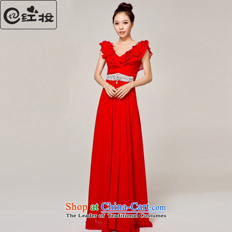 Recalling that hates makeup and summer marriages wedding red long shoulders to align the new dresses toasting champagne evening dresses 2015 NEW L12145 RED?S