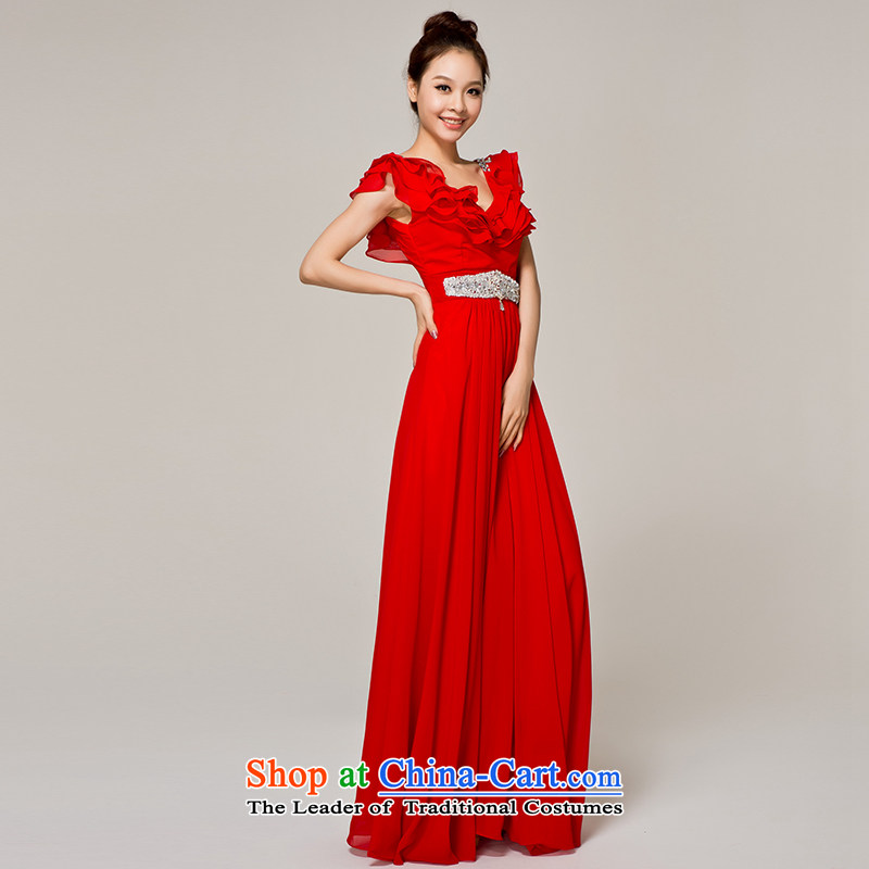 Recalling that hates makeup and summer marriages wedding red long shoulders to align the new dresses toasting champagne evening dresses 2015 NEW L12145 RED S, recalling that hates makeup and shopping on the Internet has been pressed.