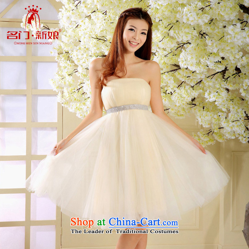 A shortage of marriages small dress bows services new bridesmaid dress will243shallow champagneL