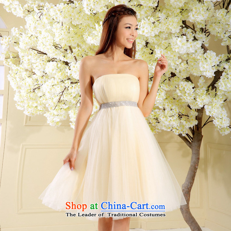 A shortage of marriages small dress bows services new bridesmaid dress will 243 shallow champagne , L, a bride shopping on the Internet has been pressed.