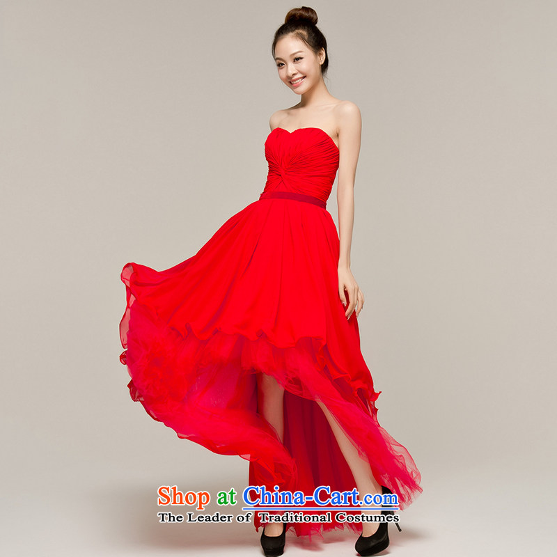 Recalling that hates makeup and the spring and summer months ago after short long bows evening dress bride wedding dresses alignment with chest moderator banquet service L12103 RED M, recalling that hates makeup and shopping on the Internet has been pressed.