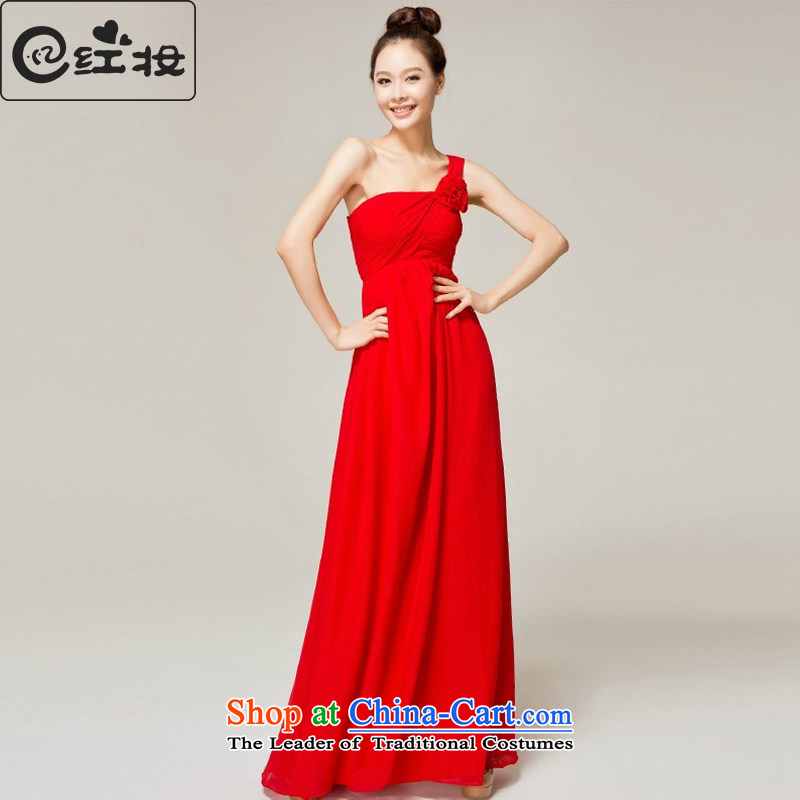 Recalling that hates makeup and red dress to align the shoulder high loins length of marriages wedding dresses skirt L12143 dinner drink red?XL