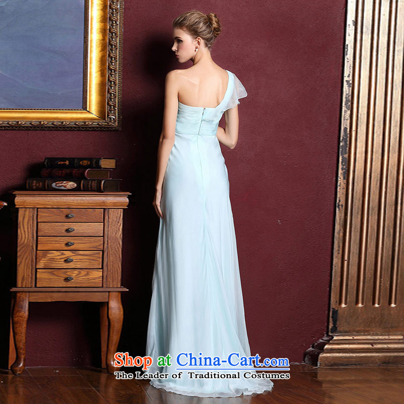 A bride wedding dresses long marriage bows evening dresses 2015 new blue shoulder dress 327 L, a bride shopping on the Internet has been pressed.
