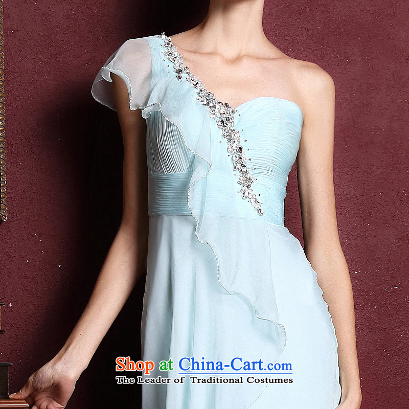 A bride wedding dresses long marriage bows evening dresses 2015 new blue shoulder dress 327 L, a bride shopping on the Internet has been pressed.
