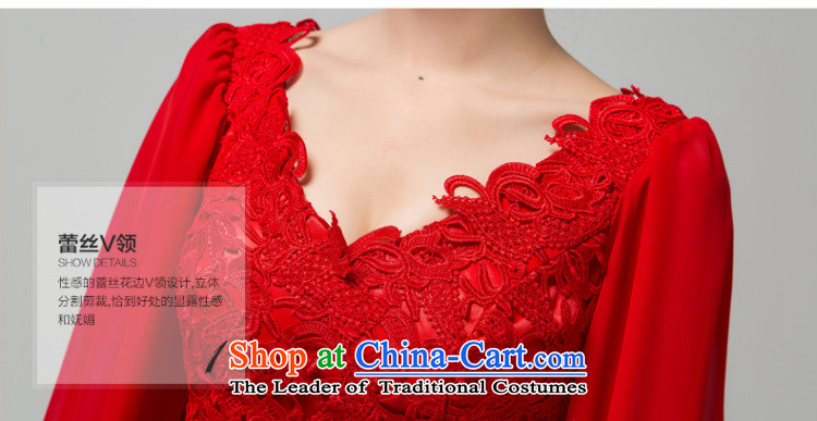 Recalling that hates makeup and spring and summer bride wedding dress new stylish Sau San V-Neck red lace bridesmaid short, long-sleeved clothing L13771 bows red L picture, prices, brand platters! The elections are supplied in the national character of distribution, so action, buy now enjoy more preferential! As soon as possible.