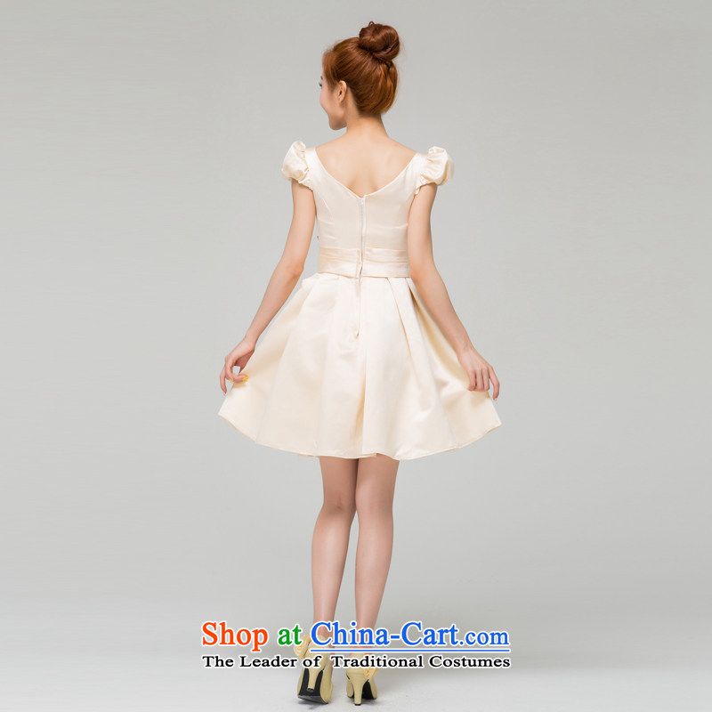 Recalling that hates makeup and spring and summer bridesmaid Dress Short of small bride champagne color bows shoulders evening dresses and sisters skirt summer spring L13787 champagne color M, recalling that hates makeup and shopping on the Internet has been pressed.