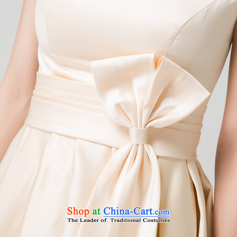 Recalling that hates makeup and spring and summer bridesmaid Dress Short of small bride champagne color bows shoulders evening dresses and sisters skirt summer spring L13787 champagne color M, recalling that hates makeup and shopping on the Internet has been pressed.