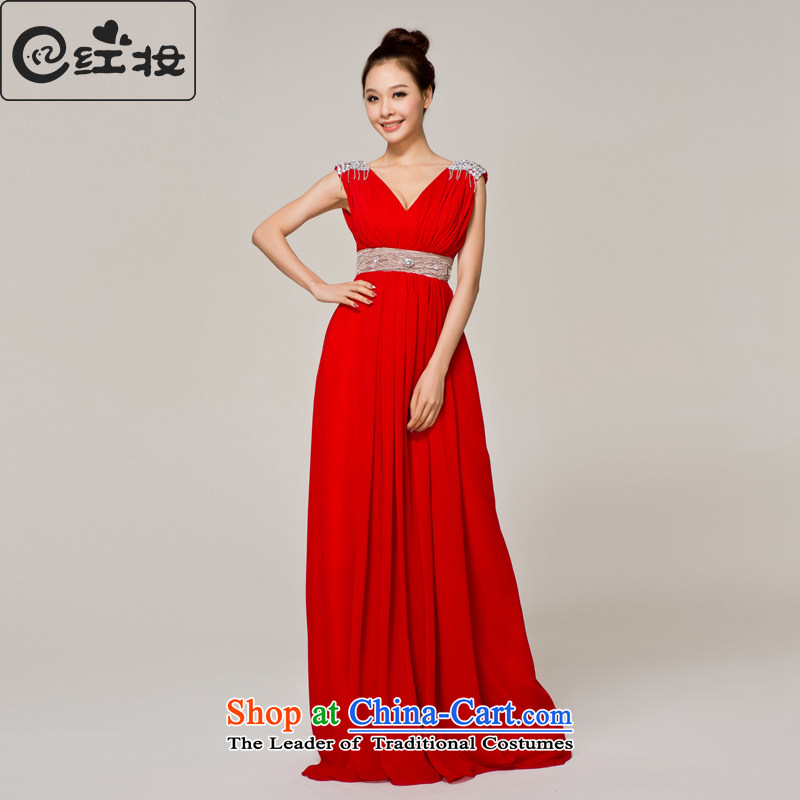 Recalling that hates makeup and summer 2015 new bridesmaid dress long shoulders champagne color bows services dress Top Loin of married women wearing L12108 REDXL